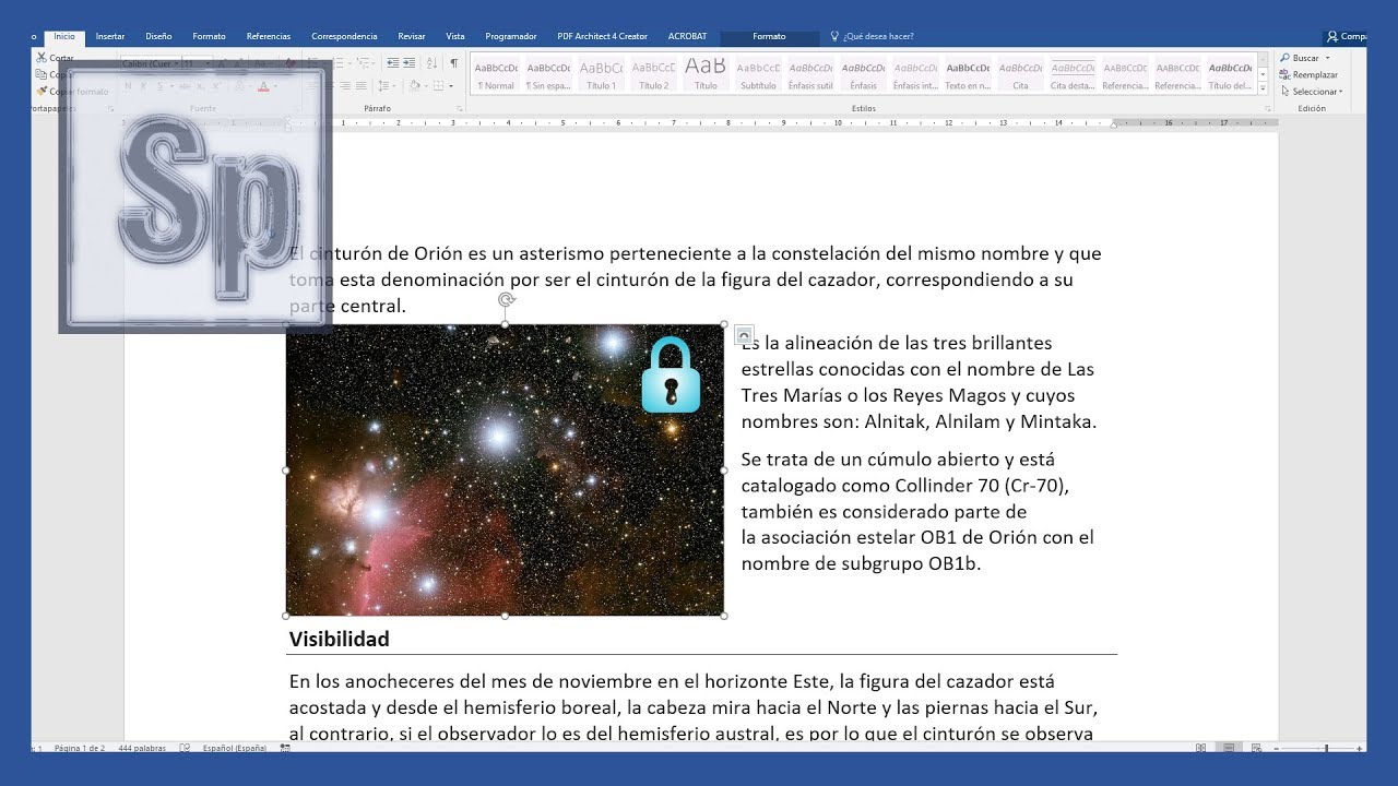 Word - Inmovilizar la posición de imagen en Word. Tutorial en español HD