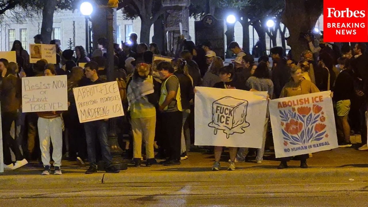Anti-ICE Demonstrators Hold Protest In Austin, Texas, As Wave Of Protests Hit U.S.