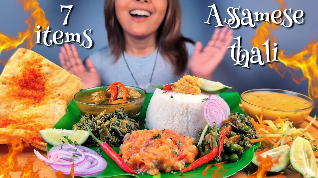 🔥ASSAMESE THALI MUKBANG🔥 | MANIMUNI HAAK AANJA, KHUTURA HAAK BHAJA, ALOO BILAHI SATNI, BOOTOR SATNI