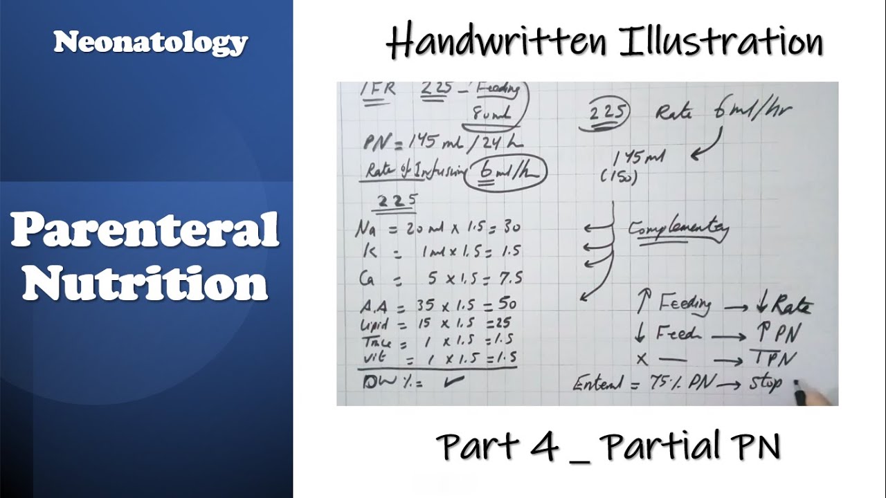 Neonatology | Parenteral Nutrition (Handwritten illustration) | part 4_ calculate partial PN