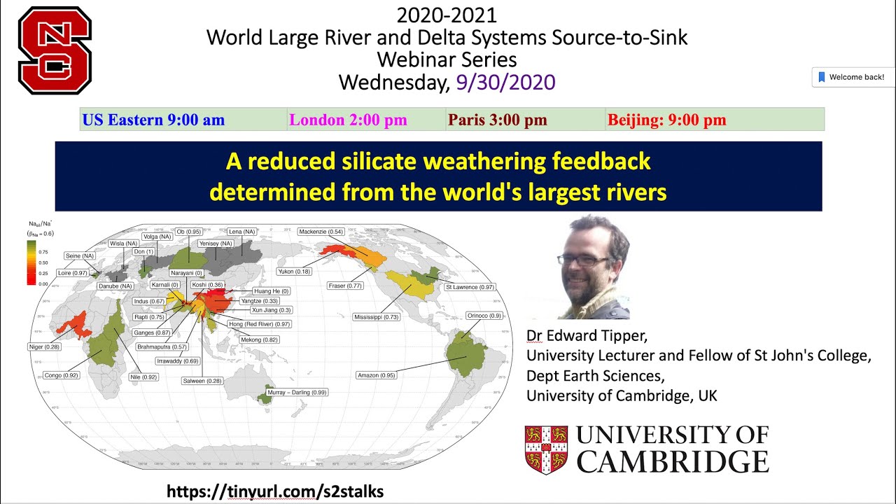 S2S20-12- Silicate weathering from the world's largest rivers (Edward Tipper, 9/30/20)