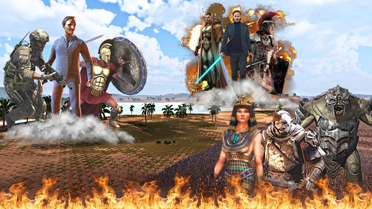 TESLA IS CORNERED BY THE MORDOR ARMY AND ASKS JOHN WICK FOR HELP - Epic Battle Simulator 2 - UEBS 2