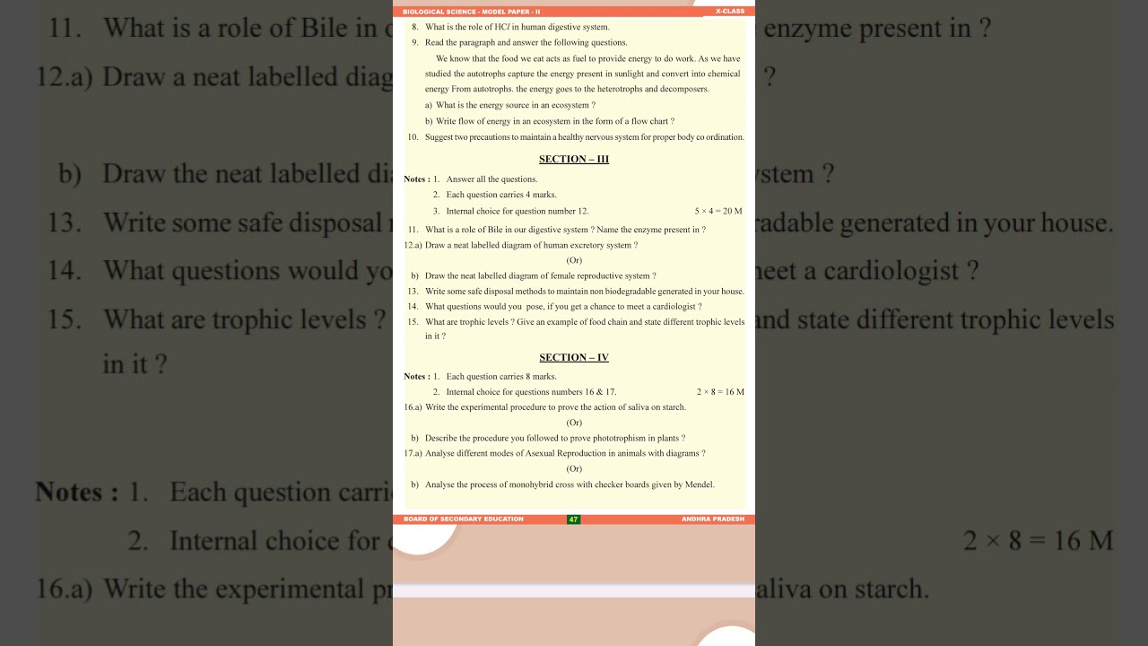 AP SSC class 10 Biology 2025-26 | Model paper-2 (general science 2)