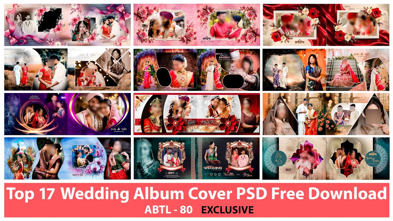 Top 17 Wedding album design PSD free Download 12x36 2024 album cover free PSD file download | VOL-80