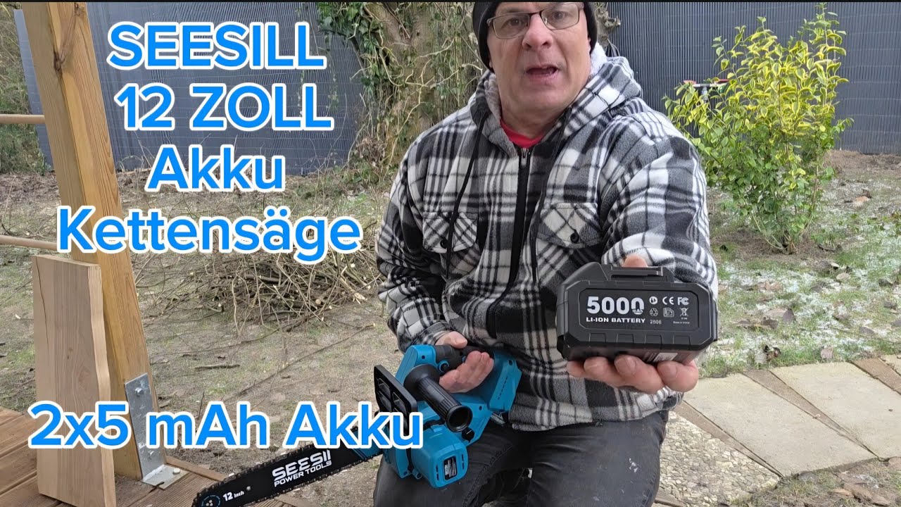 SEESILL 12 Zoll Akku Kettensäge mit 2x5 mAH Akku