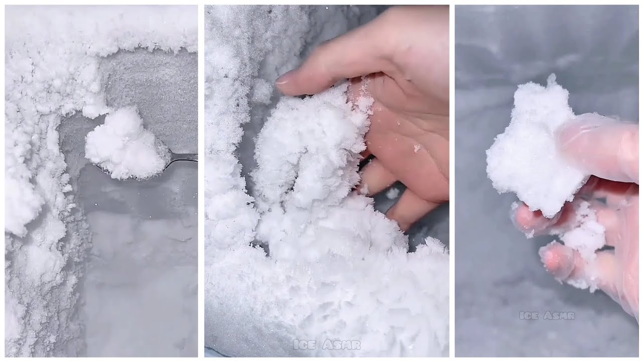 Freezer Frost Scraping & Eating ❄️ Cleaning Beautiful Frost 😍 #asmreating #satisfying #youtube 