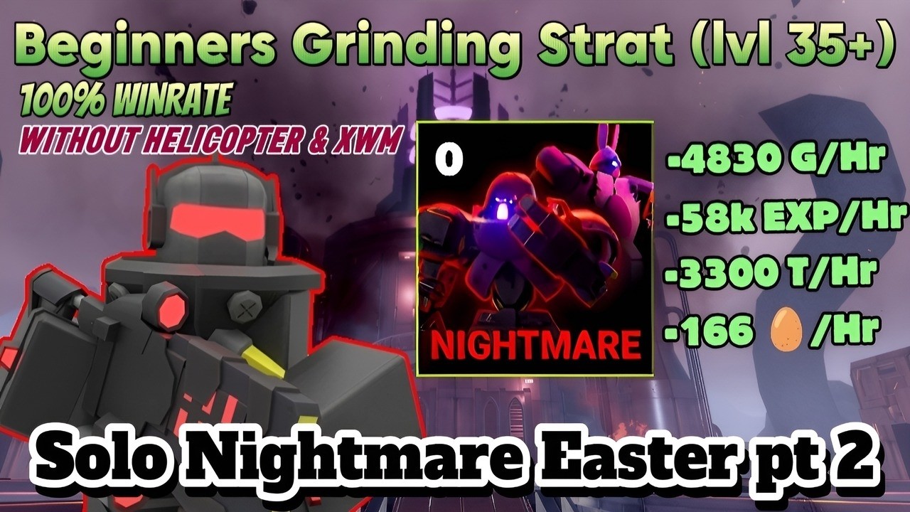 TDX Easiest Solo Easter Nightmare Part 2 Grinding Strat For Beginners (NO HELI & XWM)