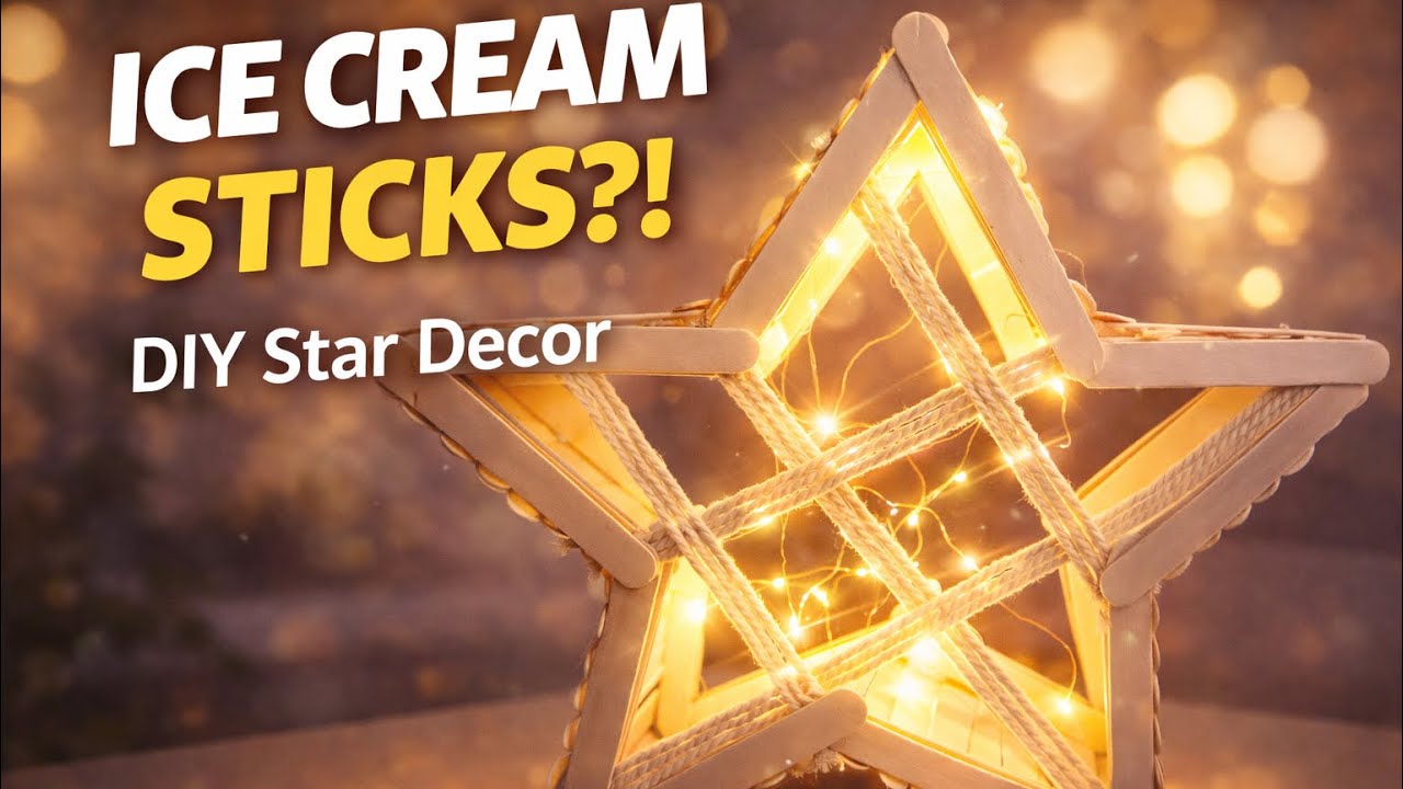 DIY Wooden Star Lantern ✨ Cozy Handmade Decor 💫#DIYStar #PopsicleStickCraft #MacrameDecor #handmade 