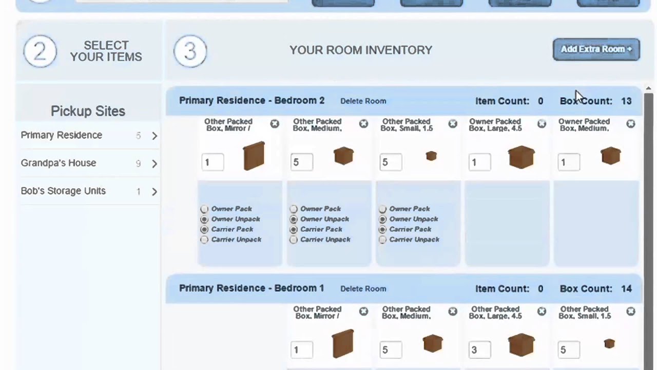 Compute-a-Move - Moving Software - Inventory Page