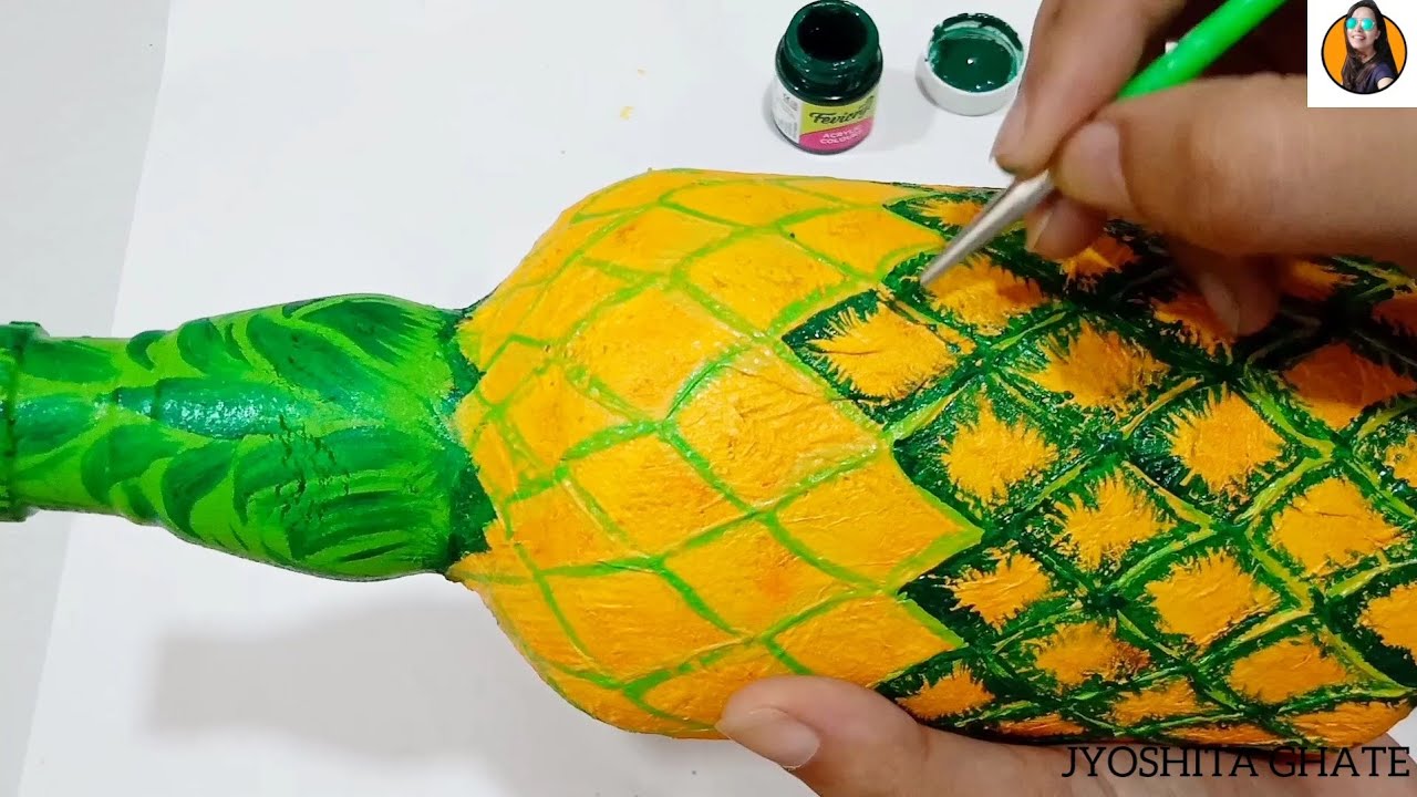 Bottle Craft| Bottle Art| Realistic Pineapple Bottle Art| Bottle Art for Beginners| Jyoshita Ghate|