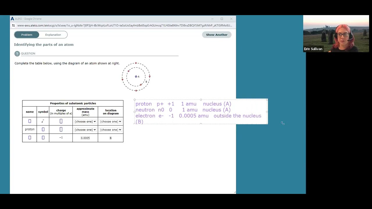 ALEKS: Identifying the Parts of an Atom