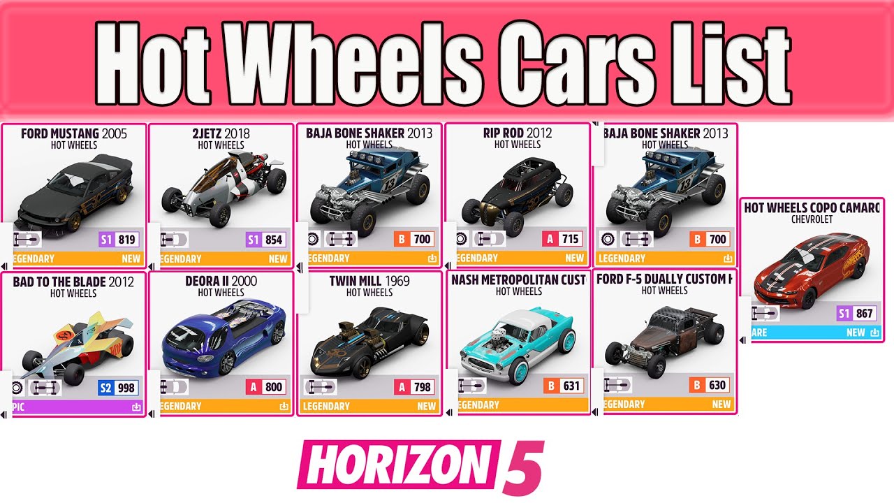 Forza Horizon 5 Hot Wheels Cars List - All Hot Wheels Cars