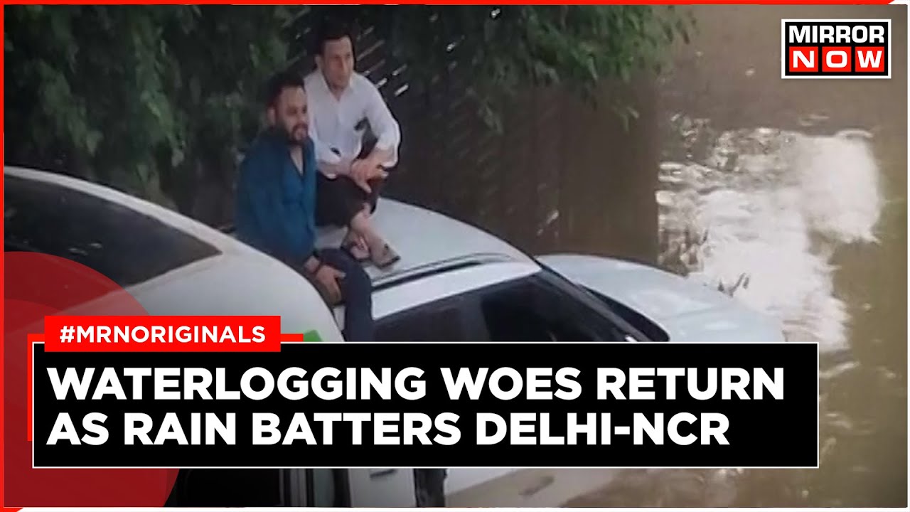 Gurugram News | Heavy Rain Causes Waterlogging, People Wade Through Knee-Deep Water | Delhi News