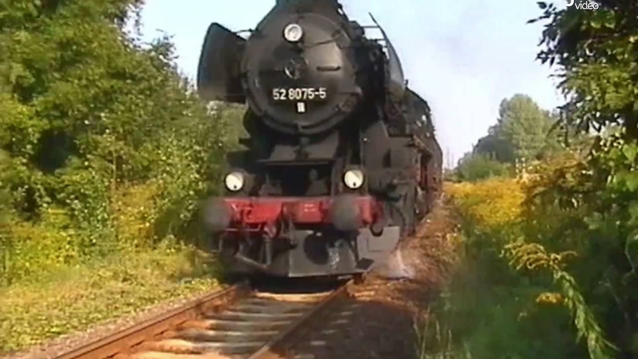 Güterzug mit Dampflok 52 8075-5 Gera - Zeitz - Altenburg - Zeitz / 1999