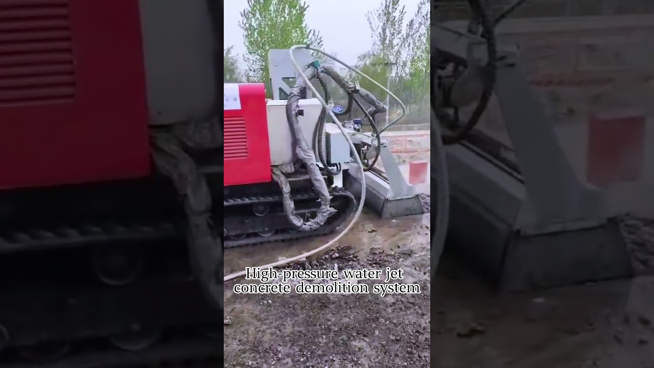 High pressure water jet concrete demolition system #hydroblasting #hydrojetting