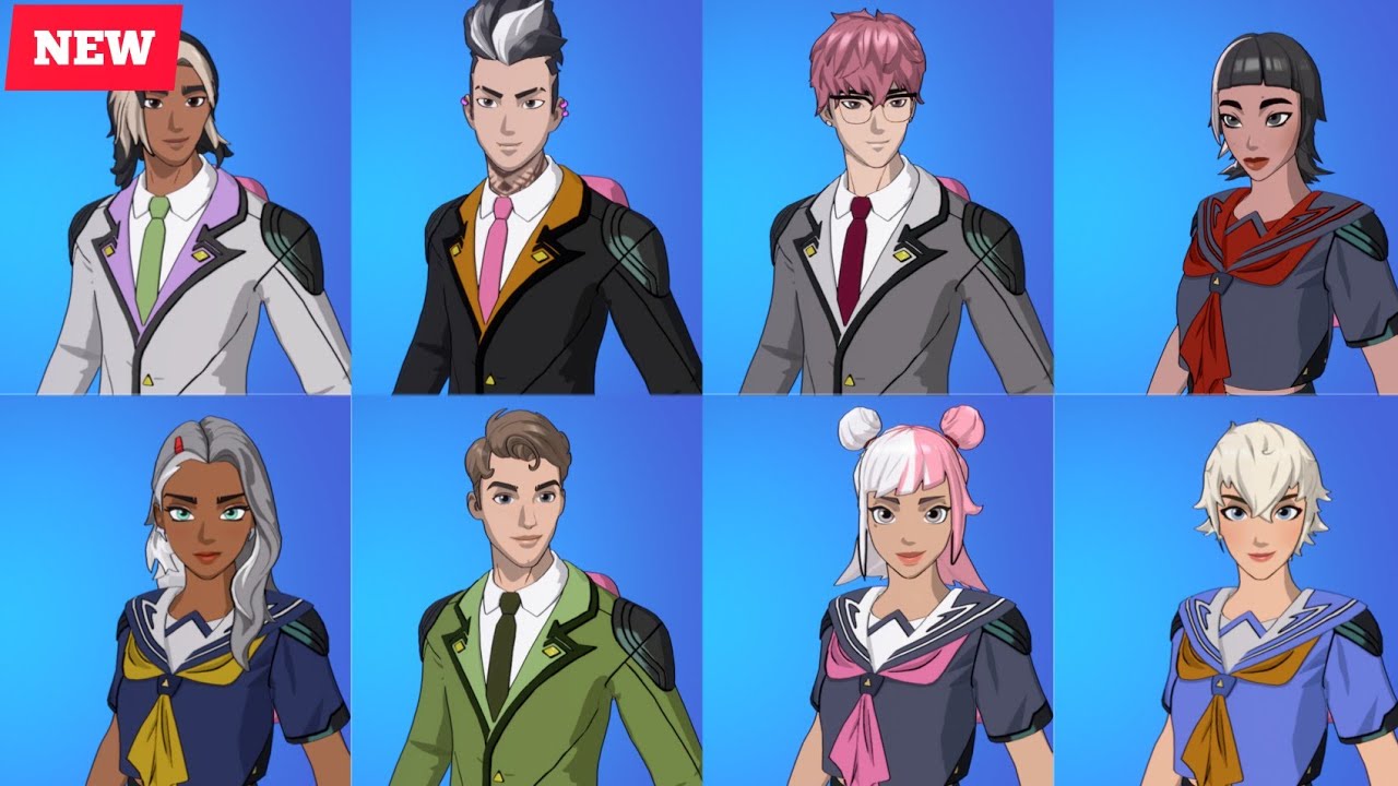 Fortnite New Academy Champions Custom ANIME Skins Showcase with Icon Series Emotes!