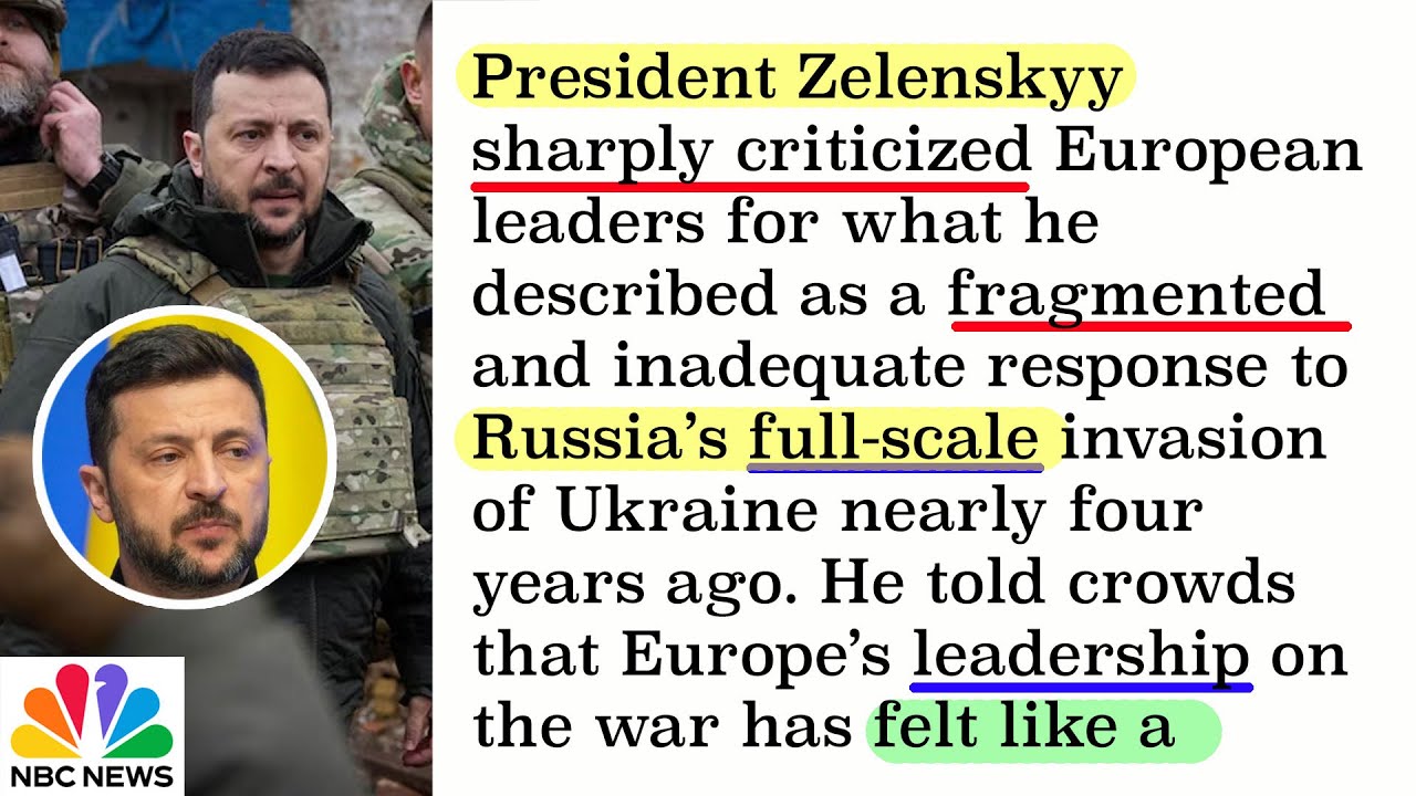 Learn English From The News - Zelenskyy Criticizes European Response to Russia’s War at Davos (C-1)