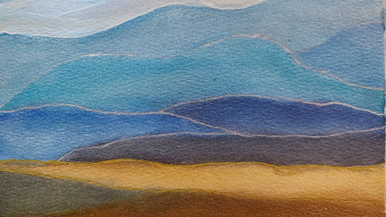 Stylized abstract mountain watercolor tutorial