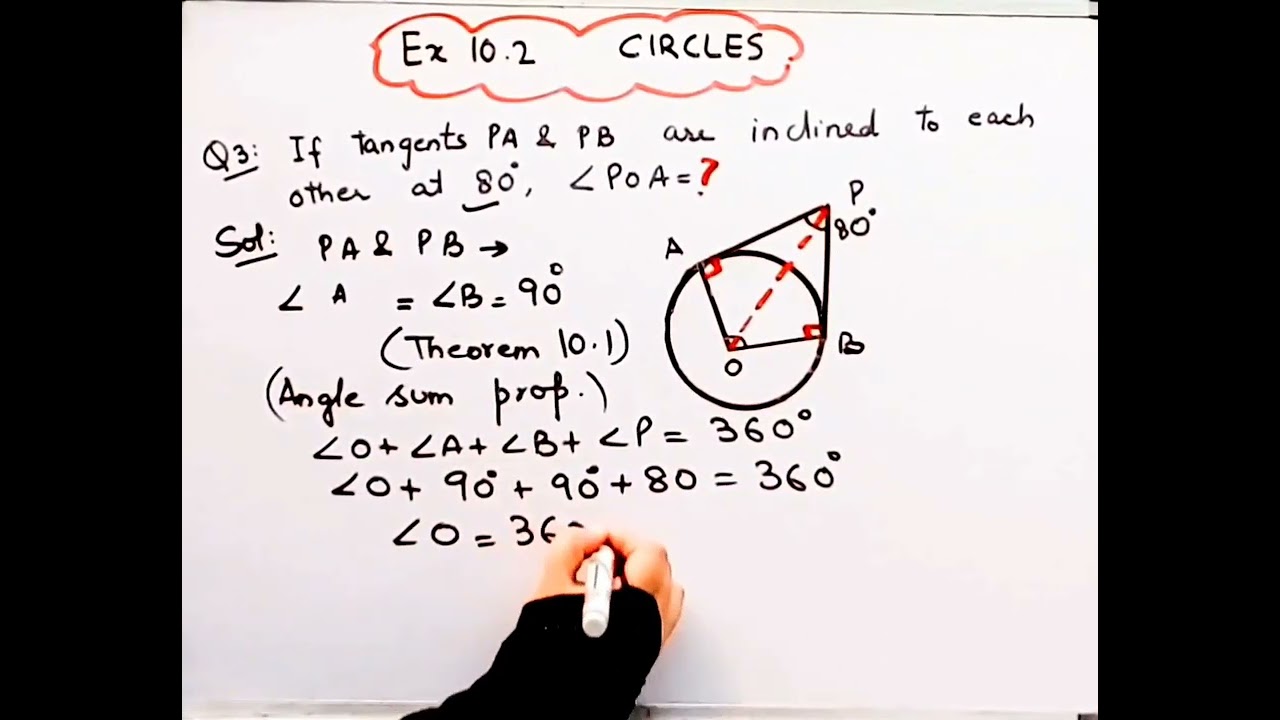 Tangent PA & PB from point P to circle inclined to each other at angle 80 degree then angle POA = I