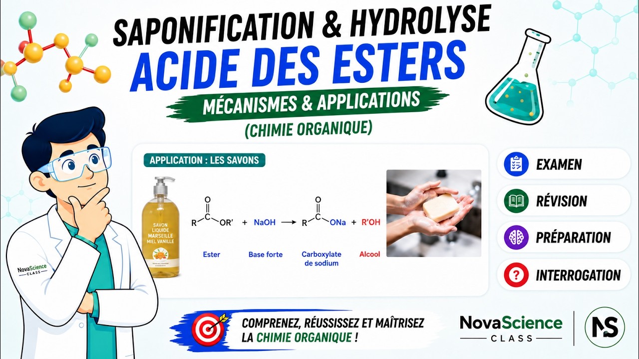 Chimie Organique (Exercice 13) : Saponification & Hydrolyse Acide des Esters Mécanismes/Applications