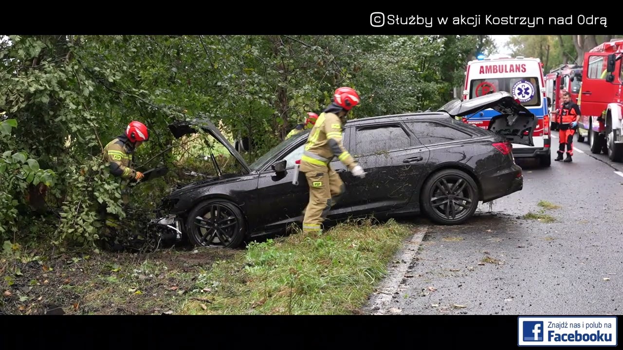 Wypadek DK22 / Kostrzyn - Słońk / 4 osoby ranne / LPR w akcji