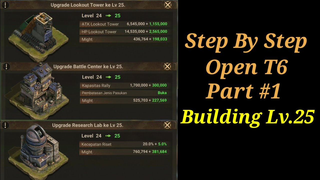 Process Open T6 Upgrade 3 Building Lv.25 - Doomsday Last Survivors