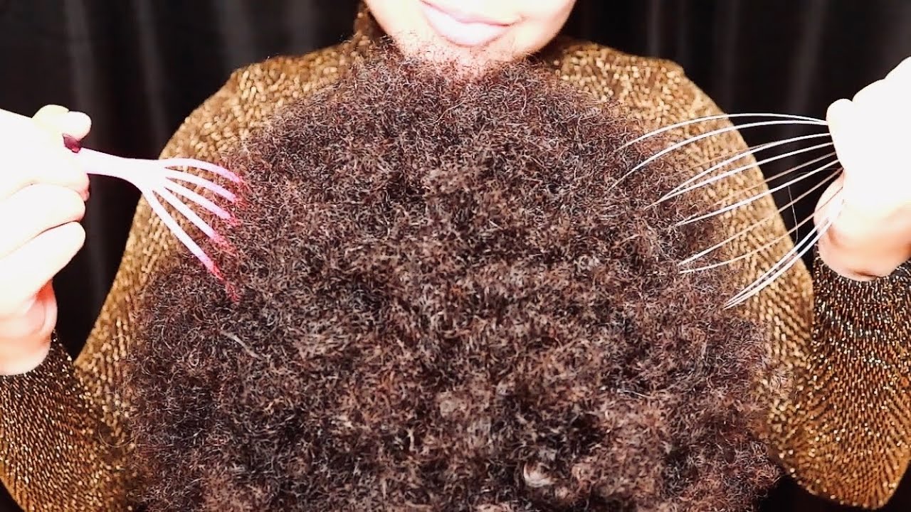 ASMR | Playing In Afro | Scalp Massage | Hair Picking Sounds💆🏽‍♀️💤