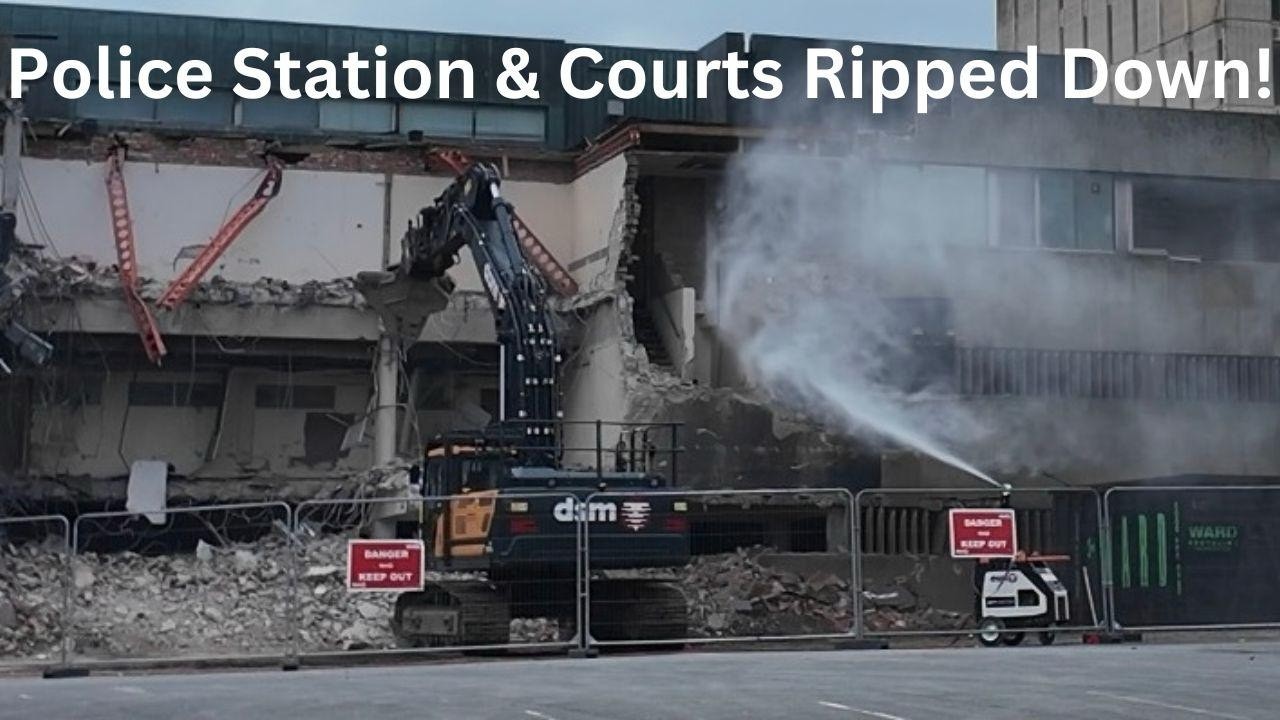 Eyesore to Rubble: Demolition of the worst Police Station & Court Building in Blackpool UK!!
