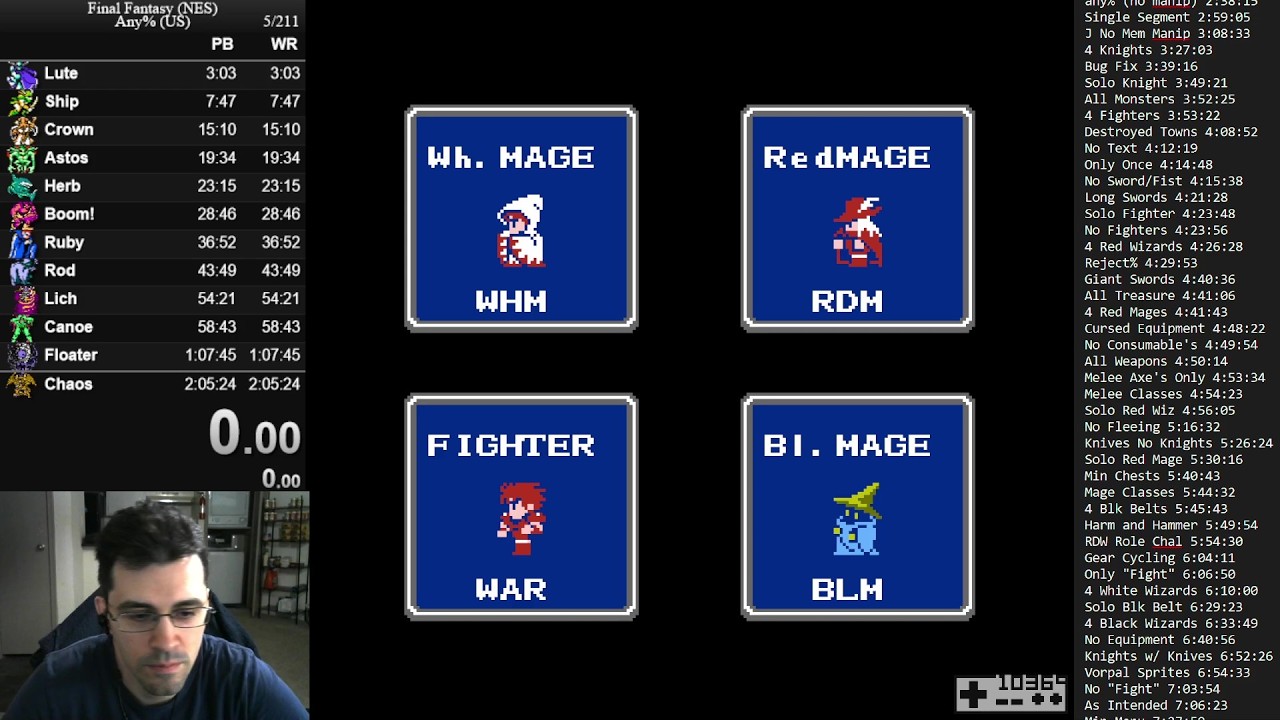 FF1 NES any% World Record Speedrun 2:03:22 (Old WR from 02/26/26 - 02/27/26)