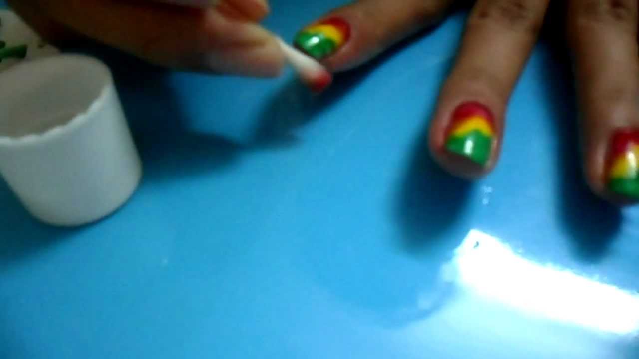 RASTA color nail art tutorial