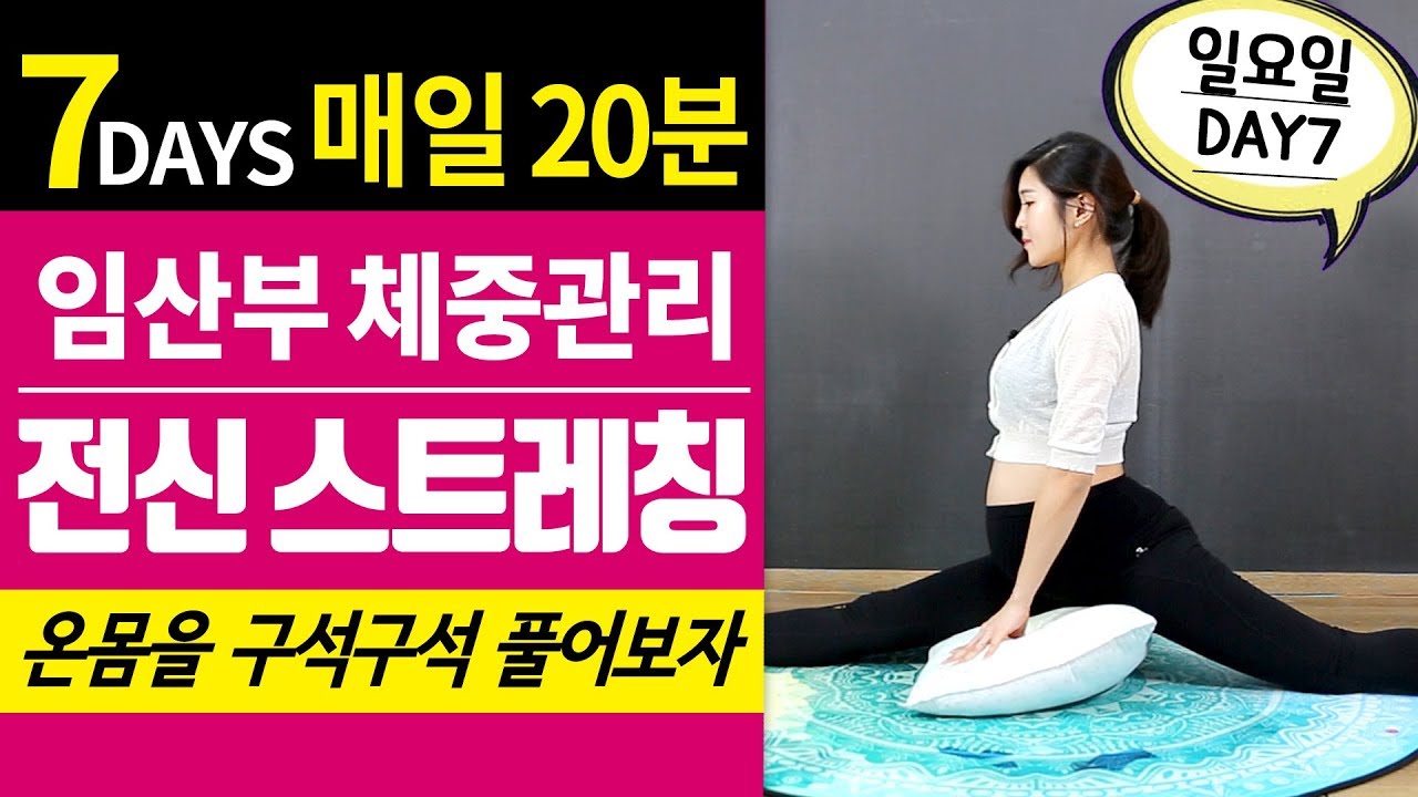 [임산부요가 20분] 7일간의 체중관리 - 전신스트레칭 임신중기 16-35주  임산부운동