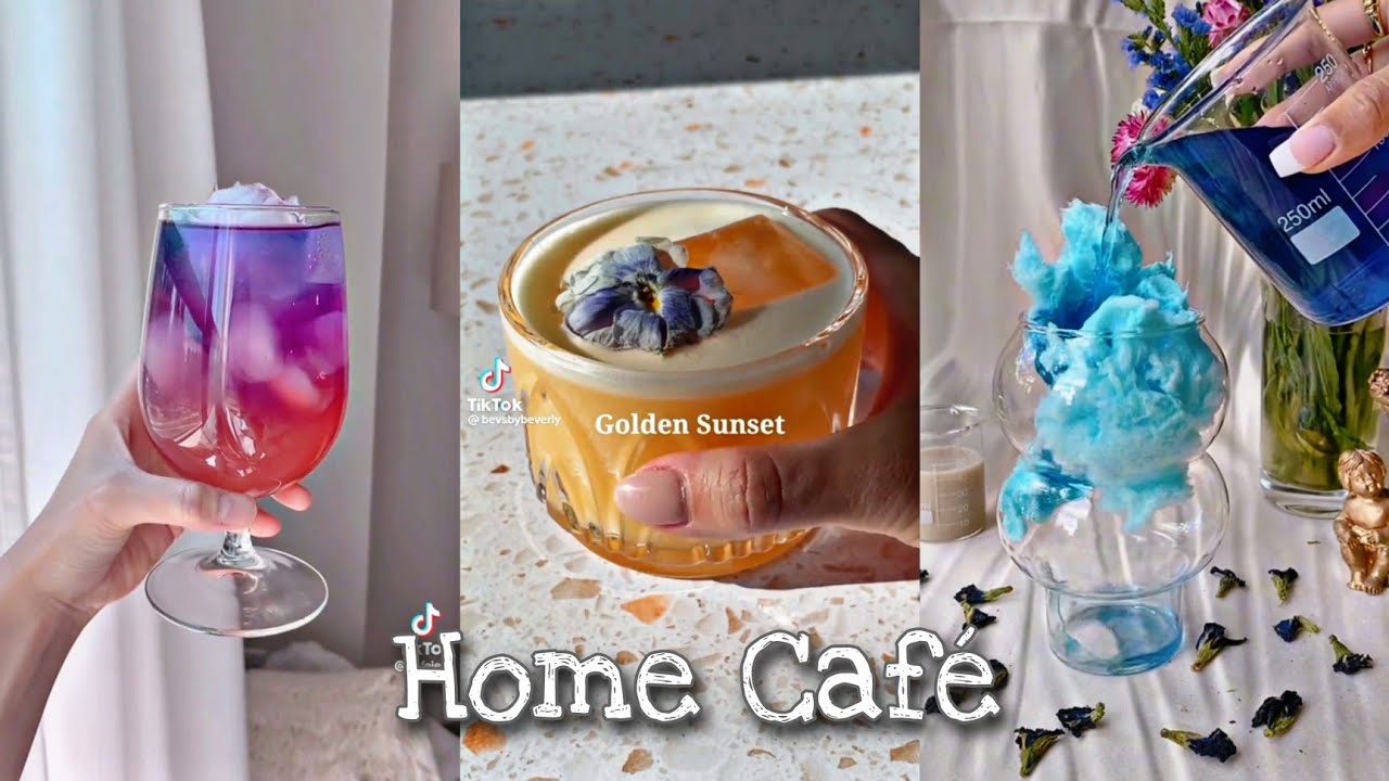 Caf&eacute; at home &bull; colorful drinks recipe tiktok//