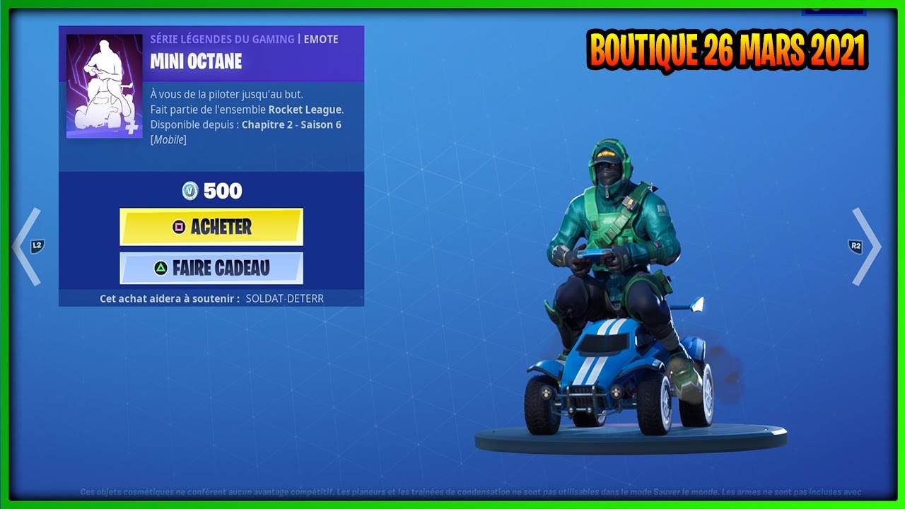 NOUVELLE EMOTE MINI OCTANE & RETOUR DU PACK SICA ! BOUTIQUE DU 26 MARS 2021 [ FORTNITE ]