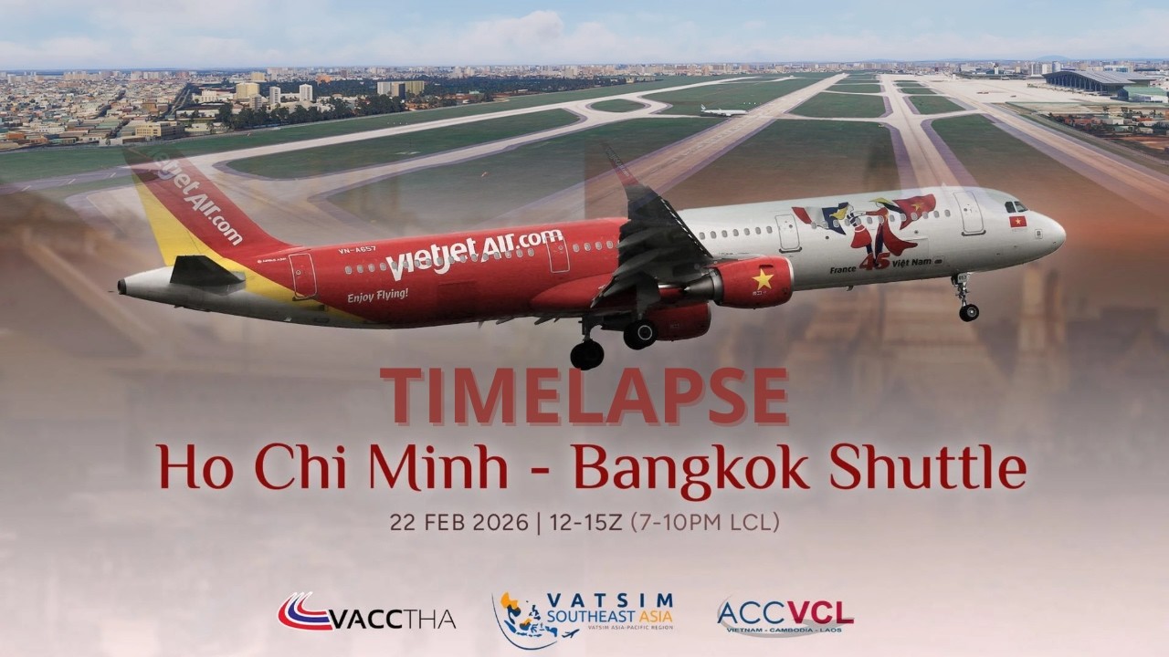 VATSIM Event Timelapse From VVTS Tower | Ho Chi Minh - Bangkok Shuttle | Msfs 2020