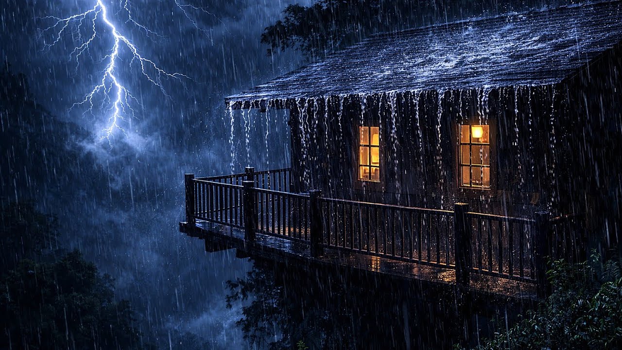 Heavy Rain & Gentle Thunder at a Cozy Mountain Cabin | 30 Minute Relaxing Sleep Sounds | rain sound 