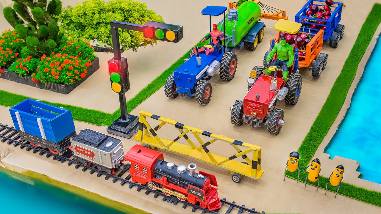 Diy tractor making mini safe traffic lights | How simple to build a train barrier