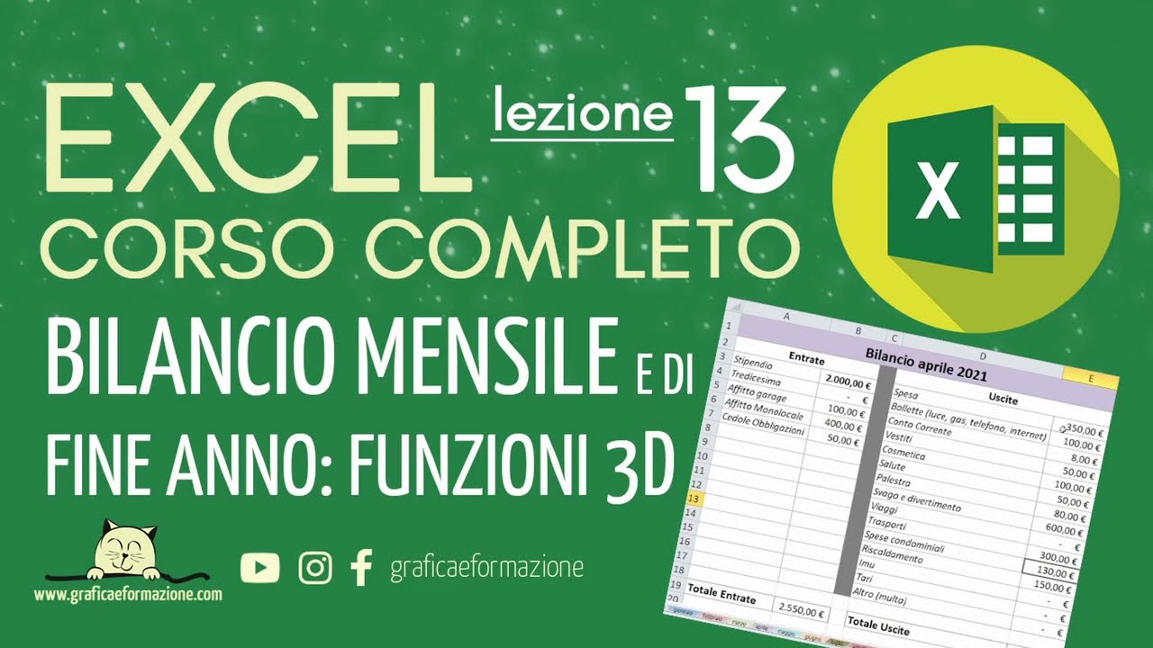 Corso Excel completo | BILANCIO | FUNZIONI 3D | 13