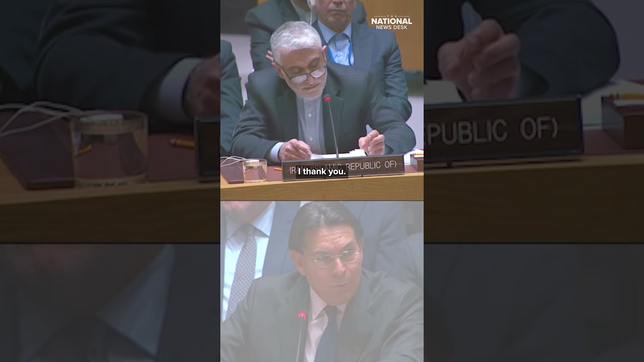Israeli, Iranian officials defend strikes during a confrontation at the UN
