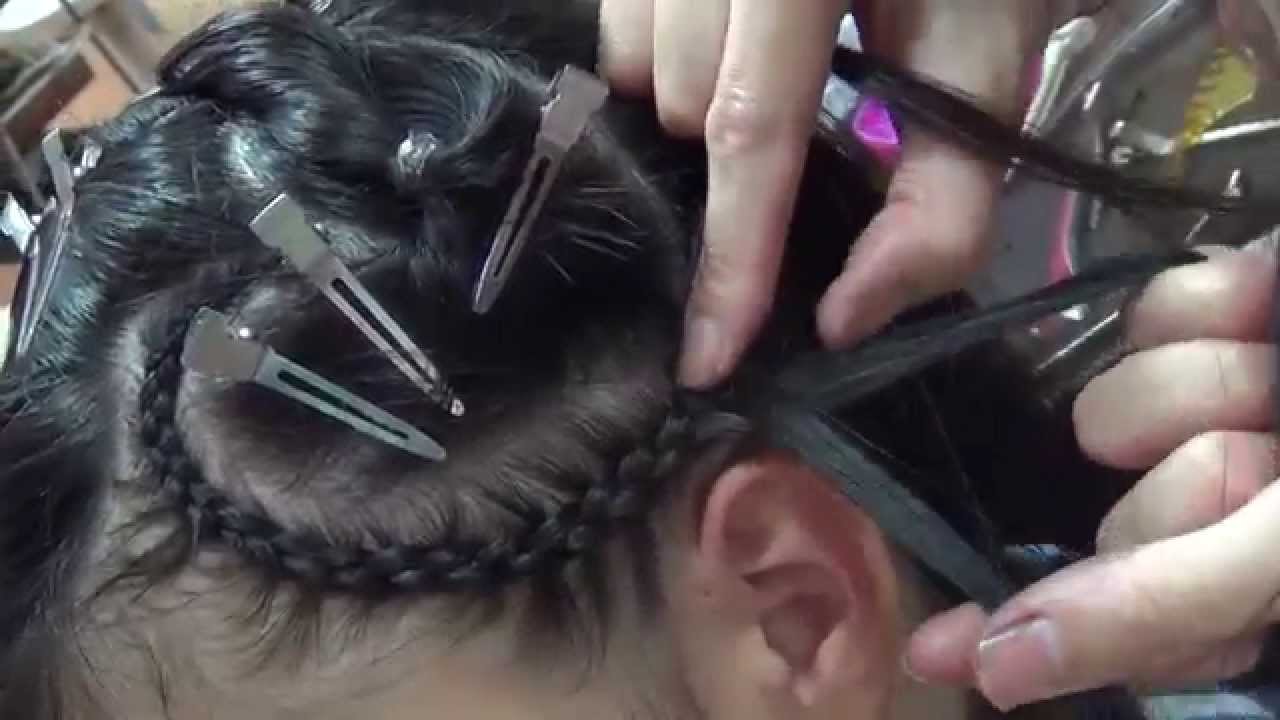 ハートのコーンロウの作り方　How to make cornrow of heart