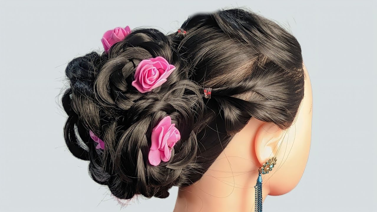 Rose hairstyle easy juda ll bridal hairstyle juda ll heavy juda for party ll weeding juda hairstyles