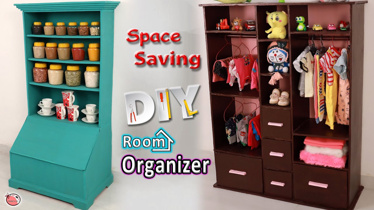 Space Saving!!.. DIY Room Organizer | Cardboard Crafts | DIY Projects
