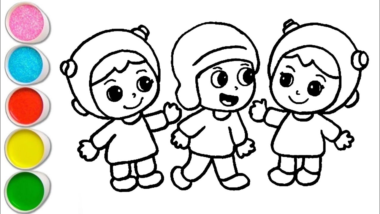 Cute Nina Friends With Pocoyo Drawing, Painting and Coloring For Kids and Toddlers_ Kids Art