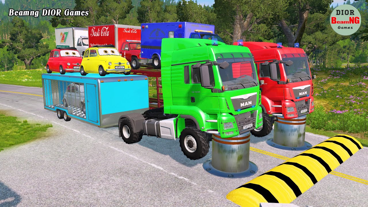 Двухплатформенный прицеп против «лежачих полицейских» | Автобусы против «лежачих полицейских» | B...