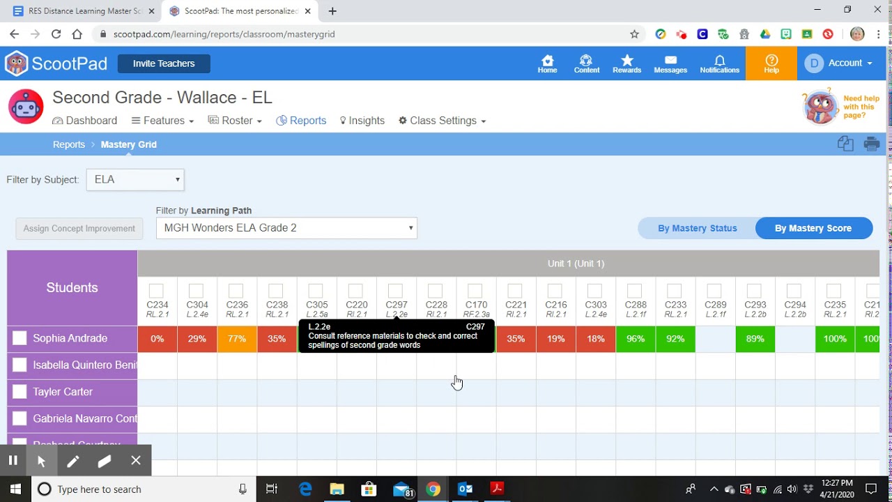 How to Access Mastery Grid Scootpad