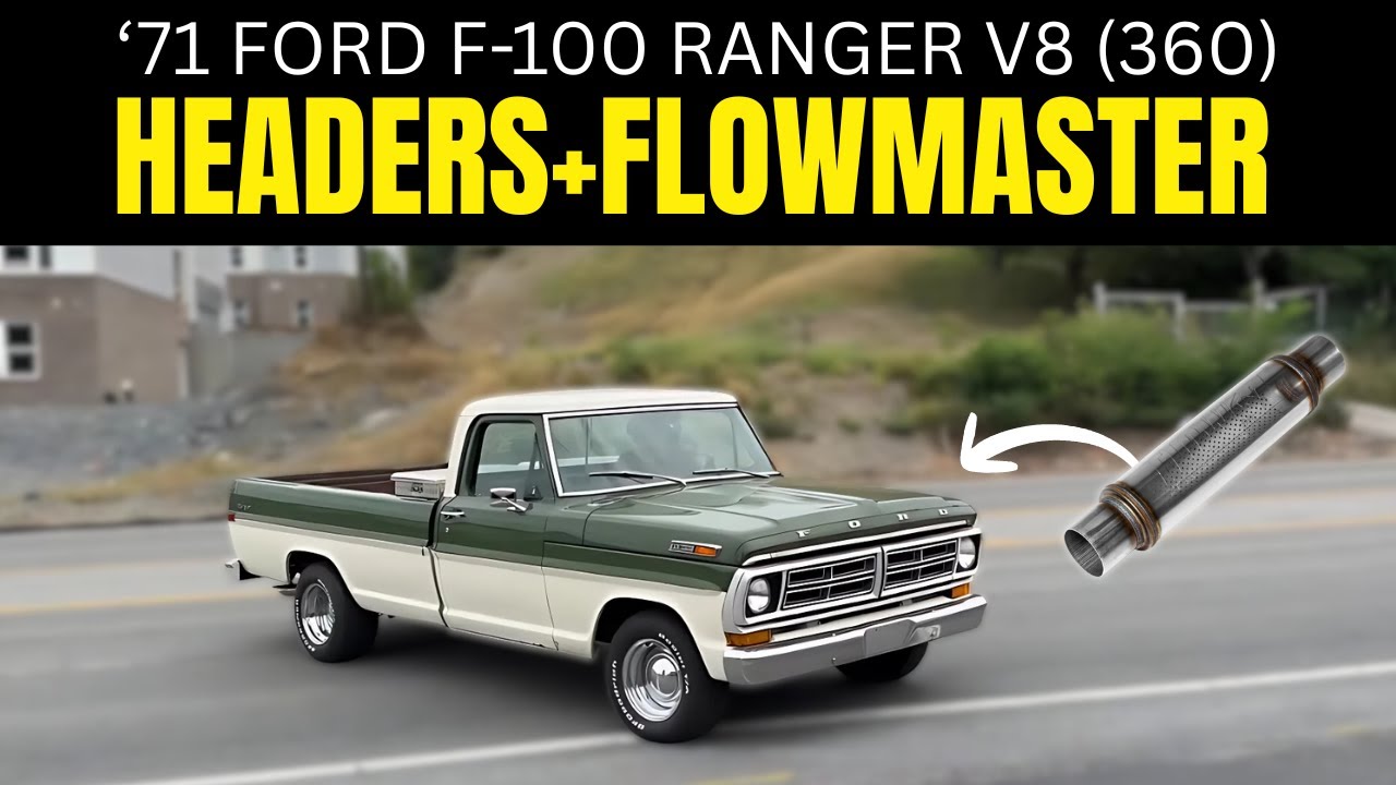 Ford F100 Ranger V8 (360) 1971 года с коллекторами и Flowmaster Flow Fx!