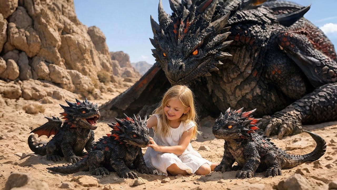 Fierce Dragon Mother Stepped Aside When Her Hatchlings Ran to Human Child Who Brought Them Glitter