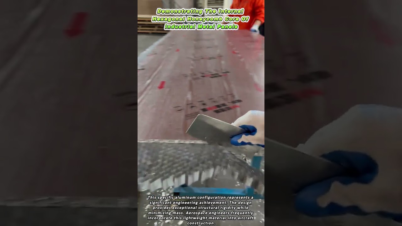 Demonstrating The Internal Hexagonal Honeycomb Core Of Industrial Metal Panels