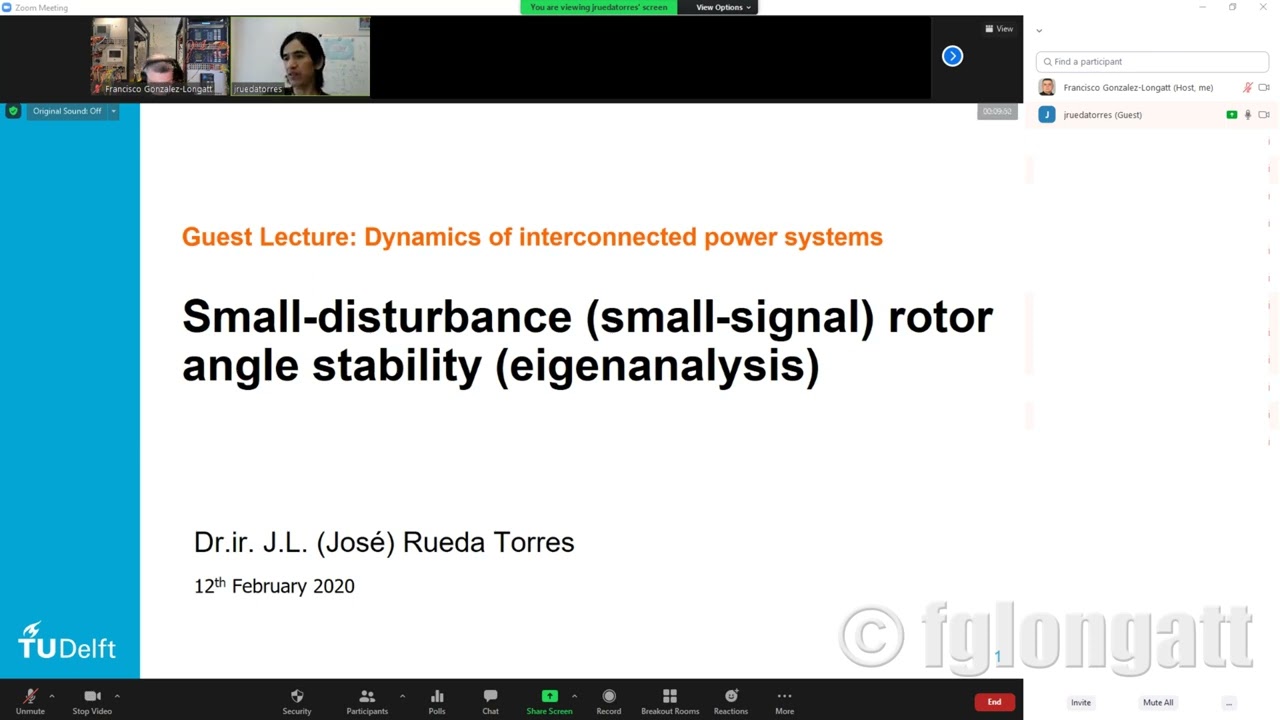Small-disturbance (Small-signal) rotor angle #stability (eigenanalysis) Dr Jose Luis Rueda TU Deflt