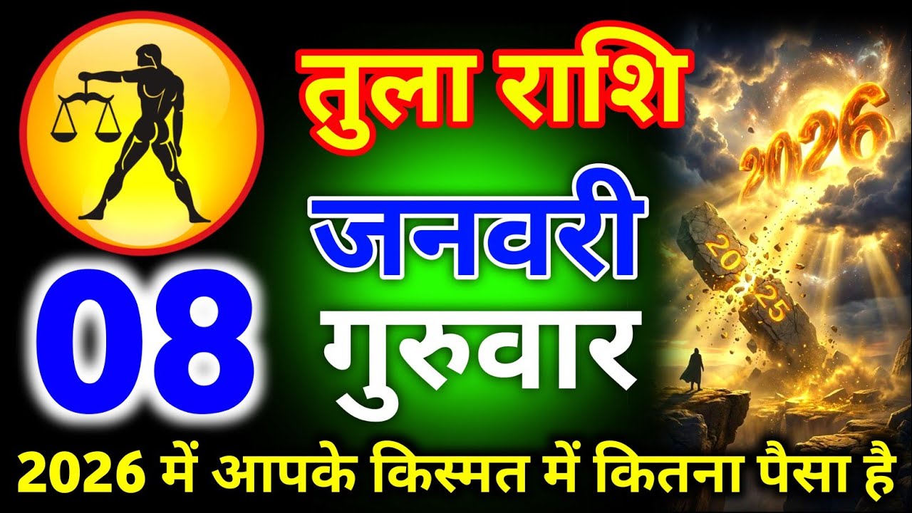 तुला राशि 08 जनवरी गुरुवार 2026 में आपके पास कितना पैसा होगा जल्दी से देख लो/tula rashi