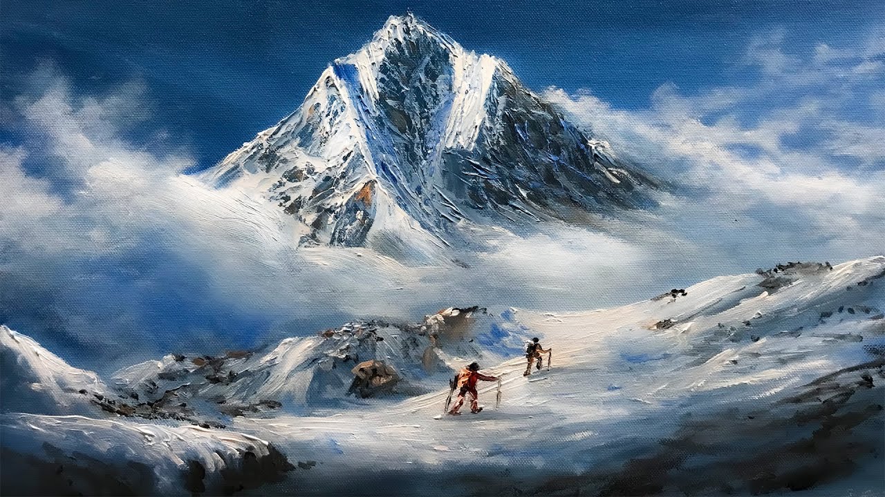 Mountain Painting | Nepali Mountain Painting Tutorial | How to Paint Mountain | Painting Lesson